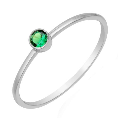 JT Χειροποίητο ασημένιο δαχτυλίδι μονόπετρο με ζιργκόν Πράσινο Σμαραγδί